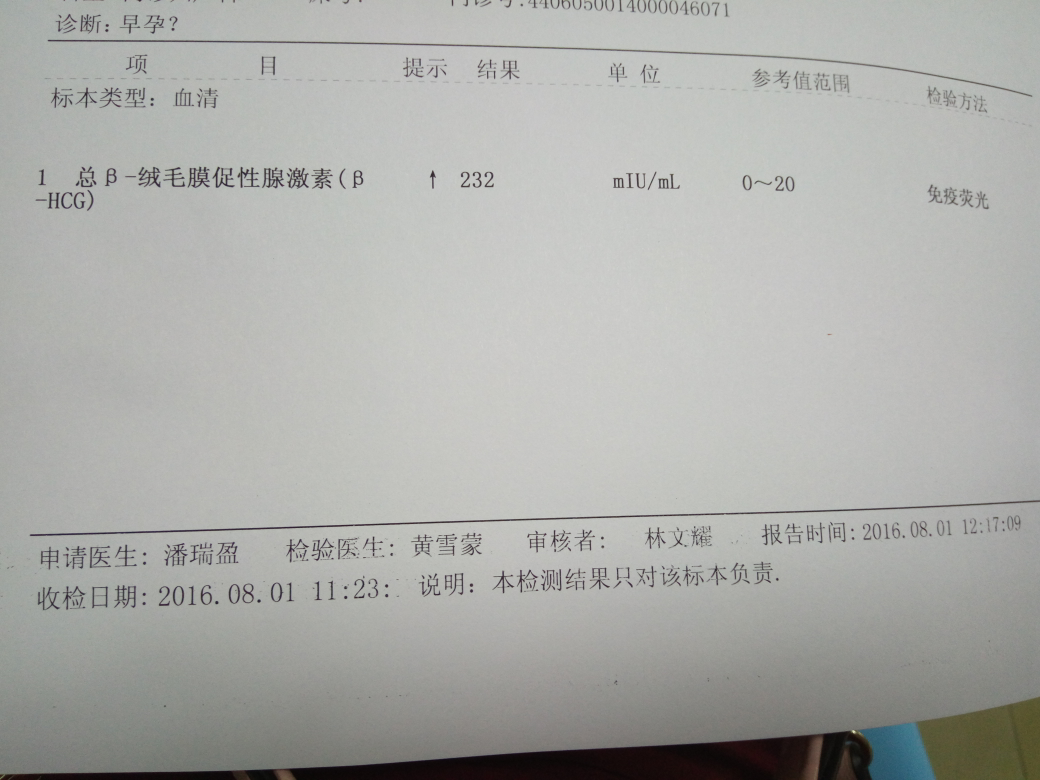 末次7月3号,今天去抽血验孕,可医生讲怀是怀了,可有点底,心里不安