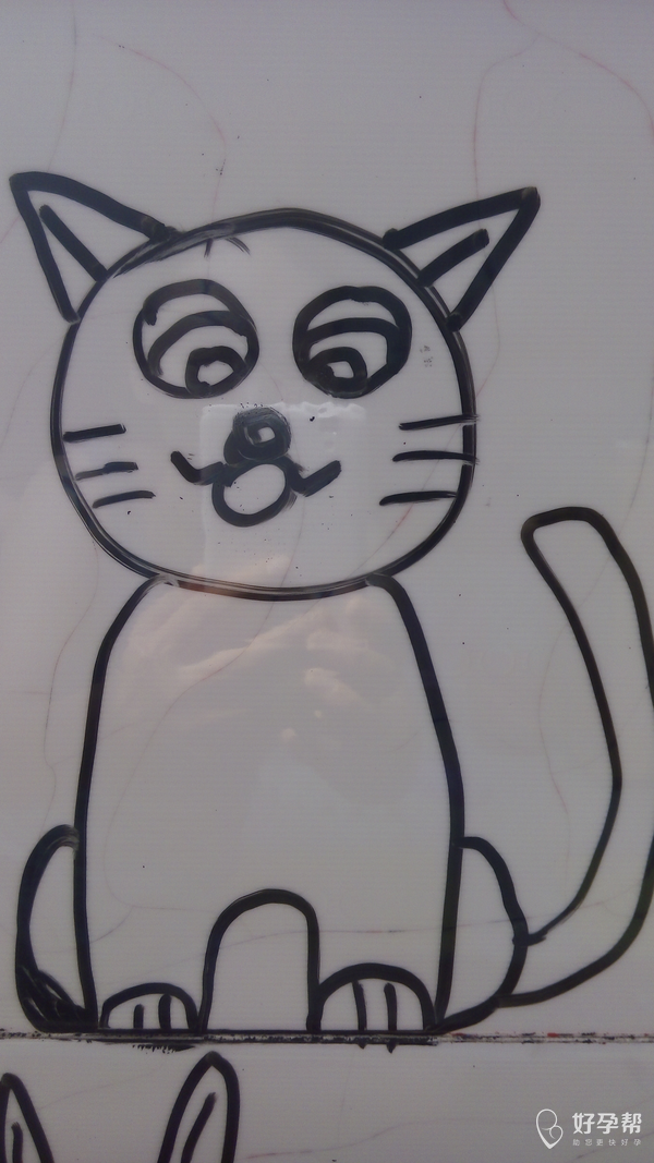 哈哈一家三口比赛画的猫咪
