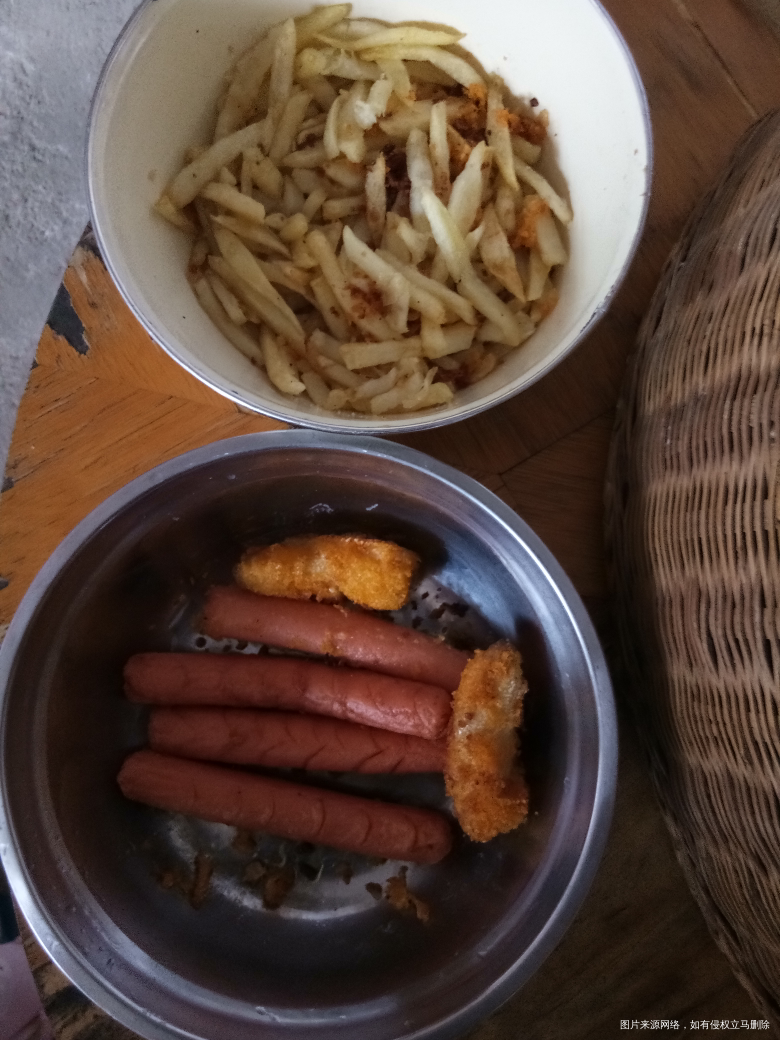 在下厨房学着做的炸香蕉,炸薯条