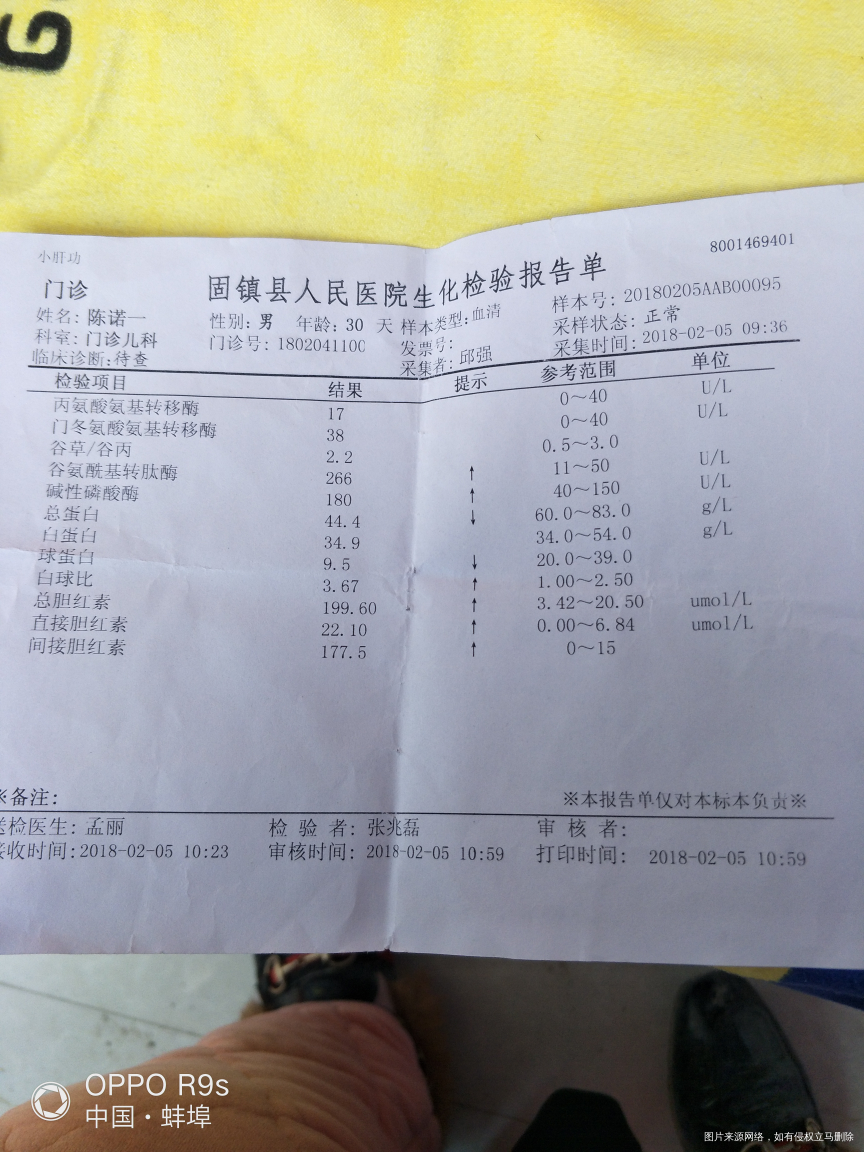 帮我看看宝宝30天抽血测黄疸。