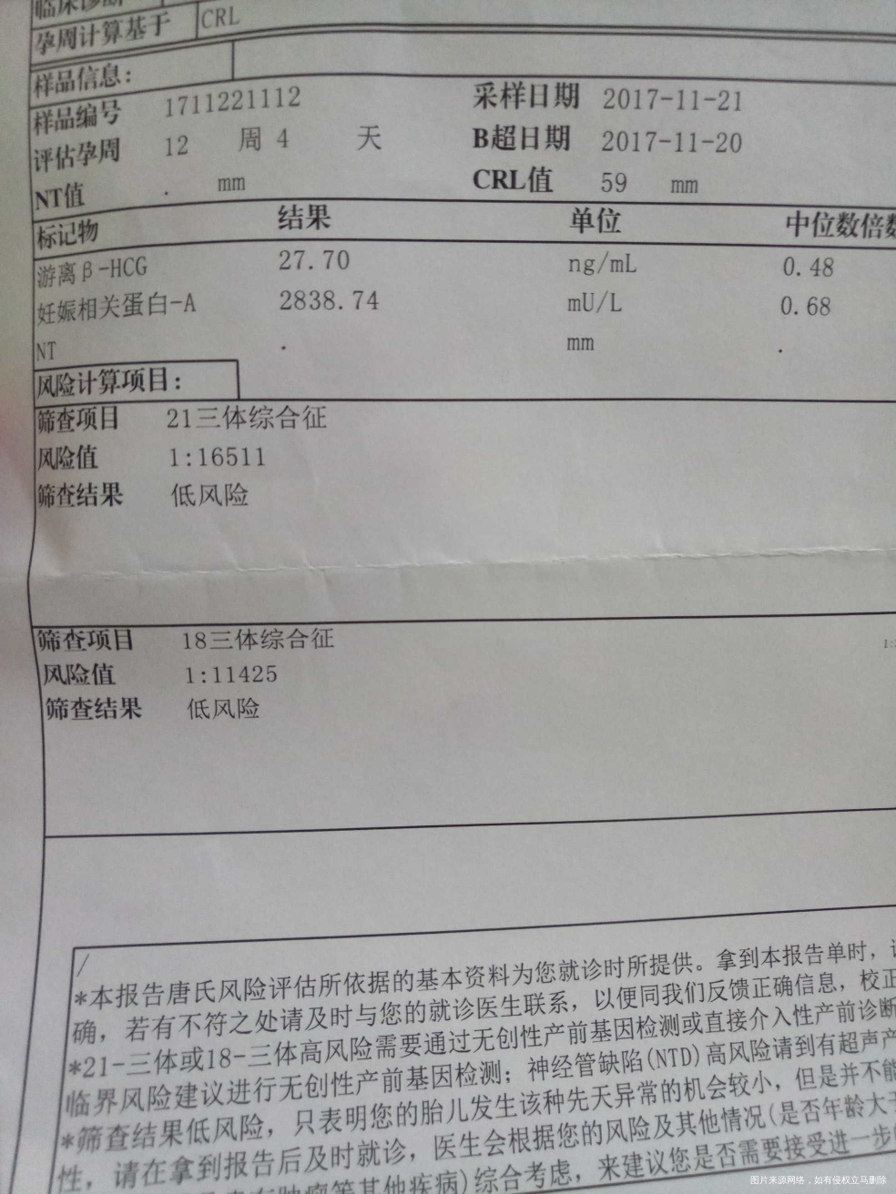 医生帮忙看看早期的唐氏筛查!谢谢!