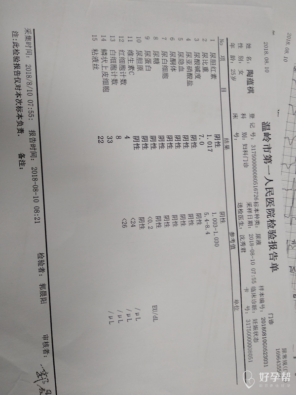 今天10周抽血检查 上午抽的