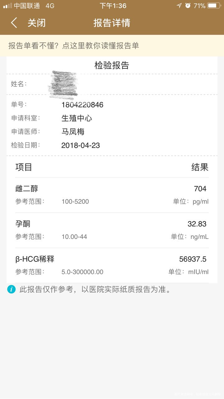 移植第36天,各项数据求助,急急急!