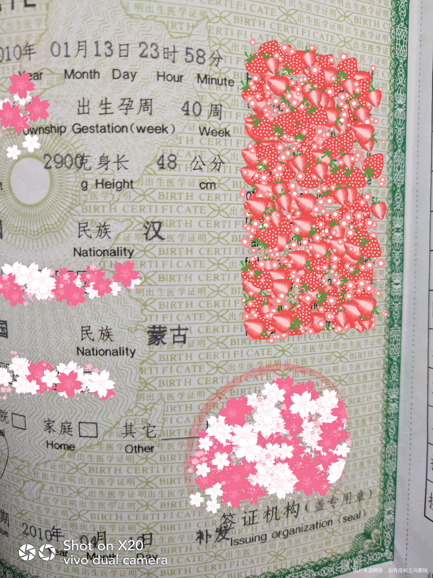 刚才找东西,无意间找到了关于儿子的出生证明