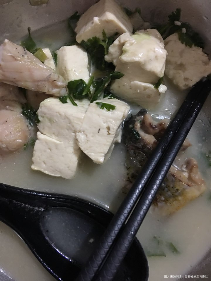 今天中午炖的鱼头豆腐汤