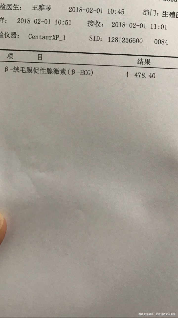 移植第11天,HCG值487