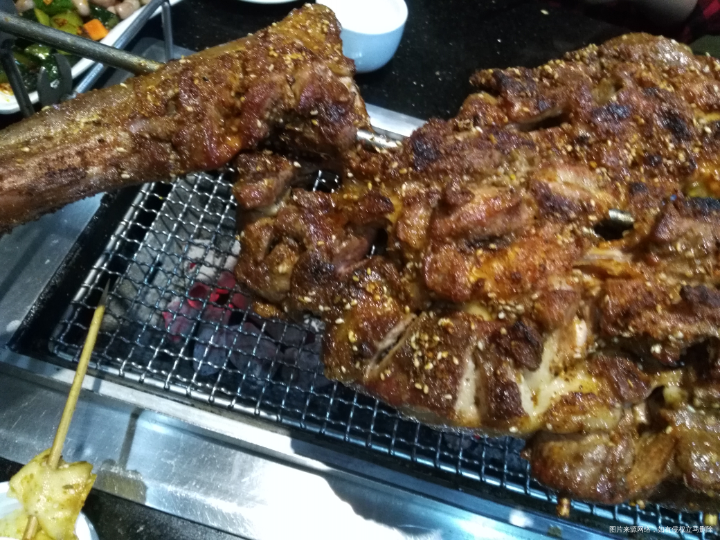 昨天晚上我们家里几个人出去吃了烤羊腿