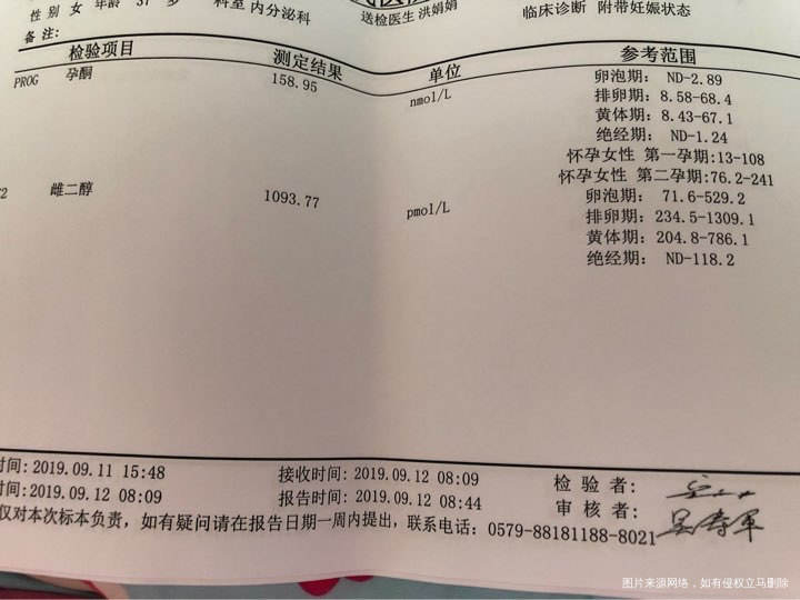 8.23鲜胚移植2个,下面是9.11的血