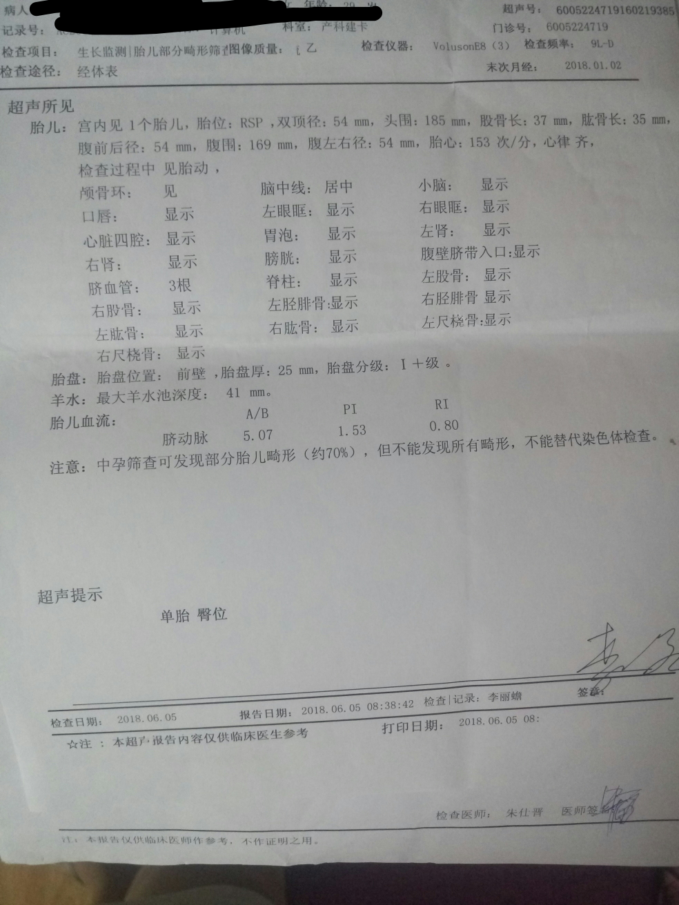 大排畸单子正常吗？脐血流会不会高了