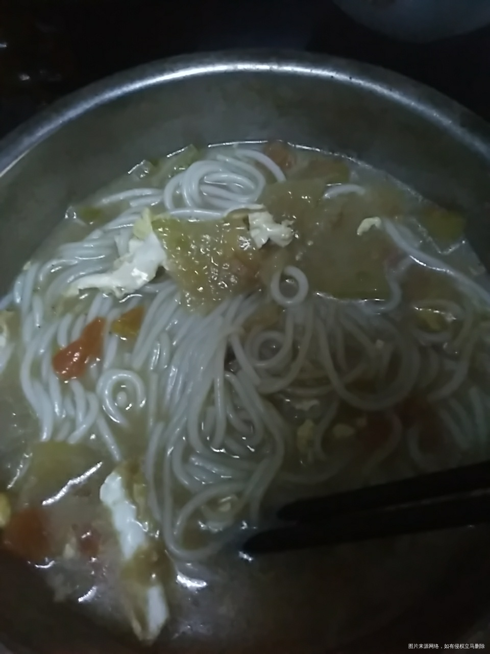 今天的晚餐,米线冬瓜,鸡蛋