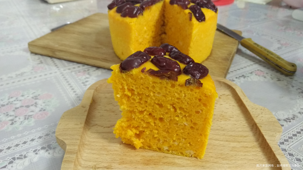 晚上做了这个南瓜发糕