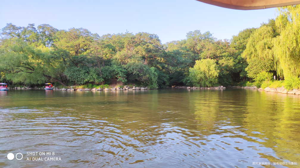 吃饱喝足,带着娃出来划船