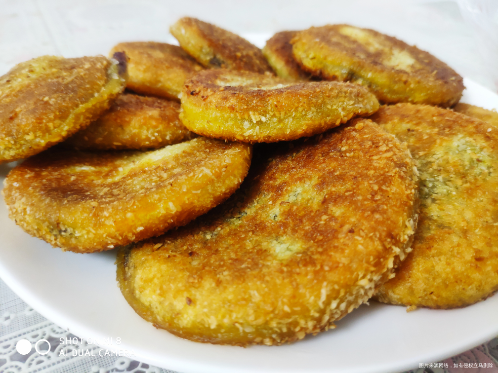 椰蓉南瓜豆沙饼,很好吃