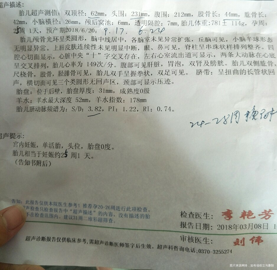 头围跟腹围符合23周+1吗?头围和腹围偏大吗