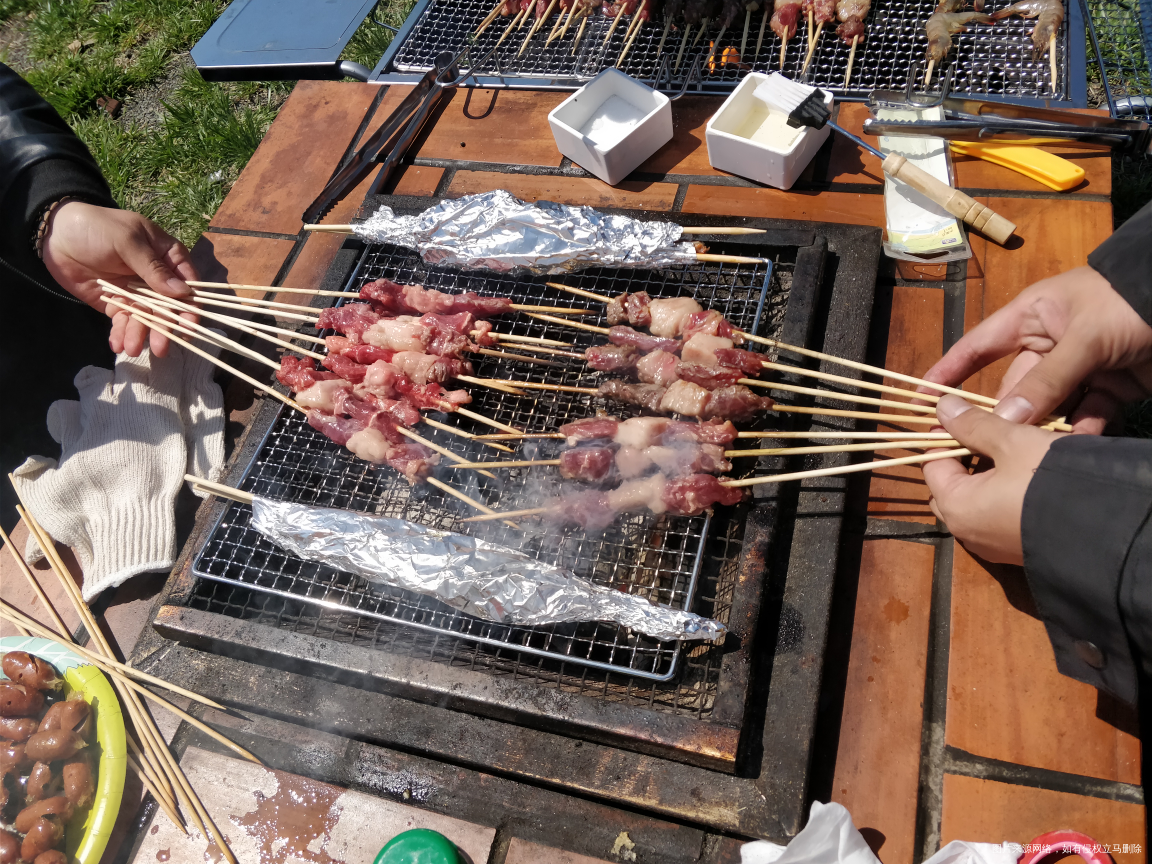 昨天踏青时搞的烧烤,好多肉