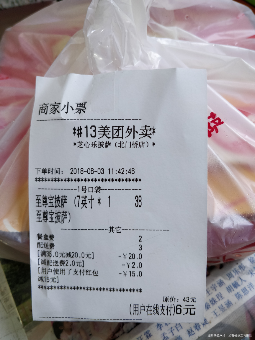 今天给儿子点的披萨,很划算