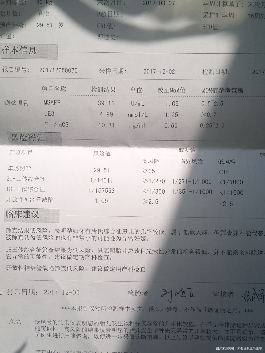今天去拿了唐筛报告单,宝宝你好棒,都是低风险,妈妈爱你,好想快点能感受到胎动,今...
