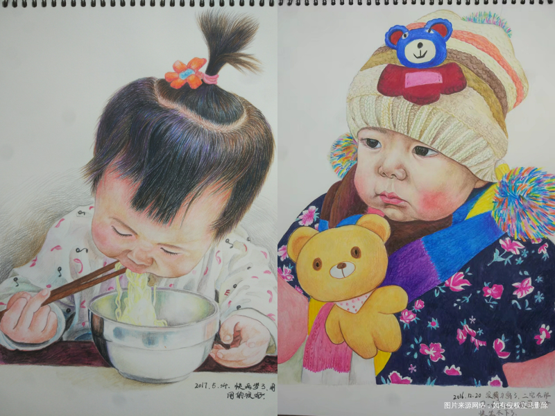 画的宝宝画像……生二胎一直没时间,今天把以前没画完的接着画完了!