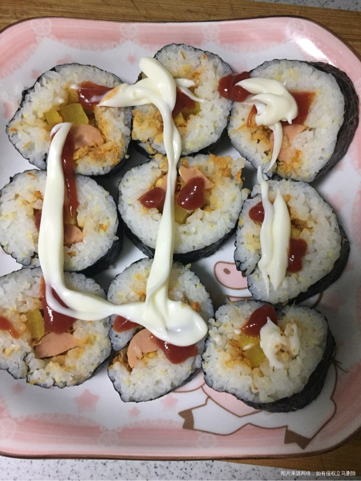 外面下雨了,大宝要吃寿司