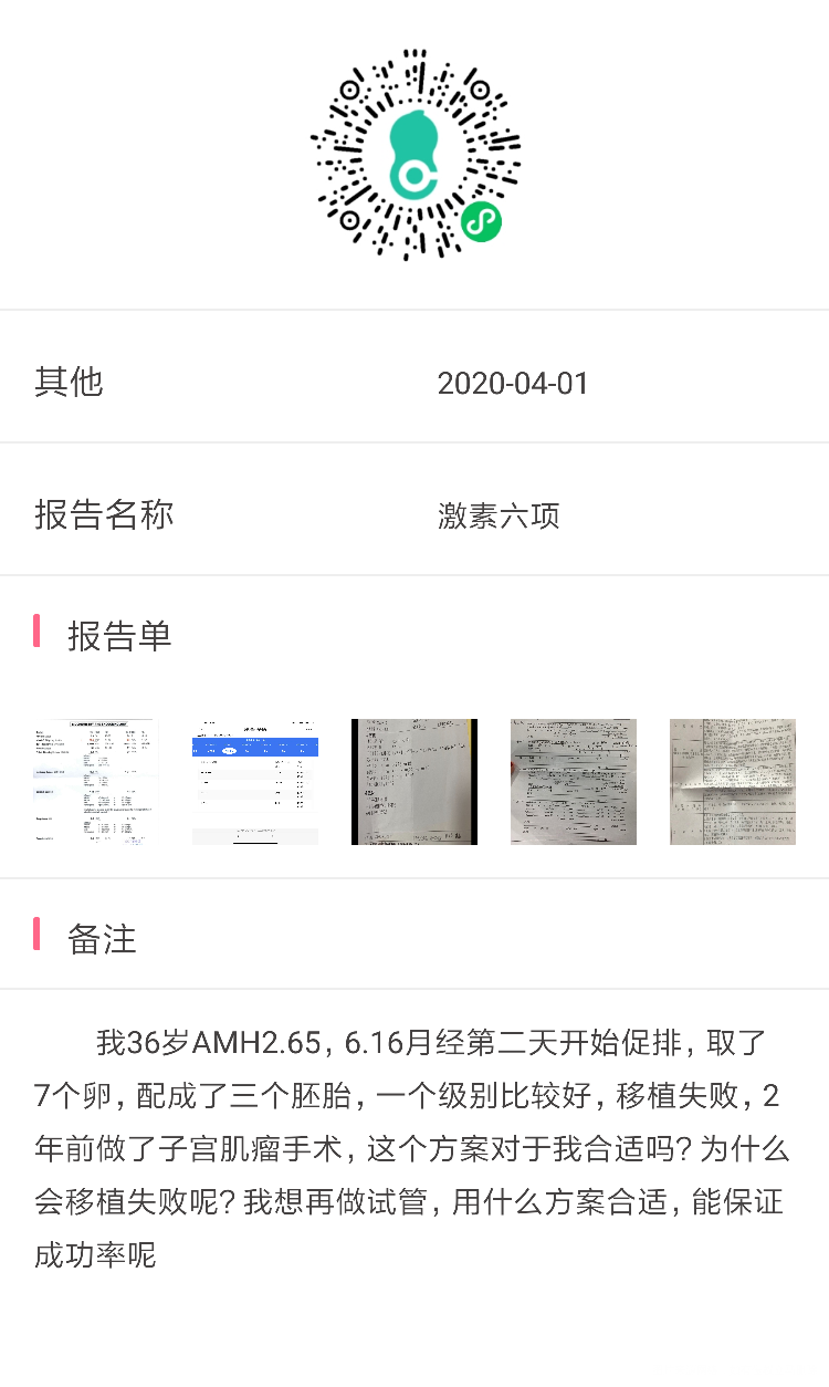 我36岁AMH265做过一次试管616开始促