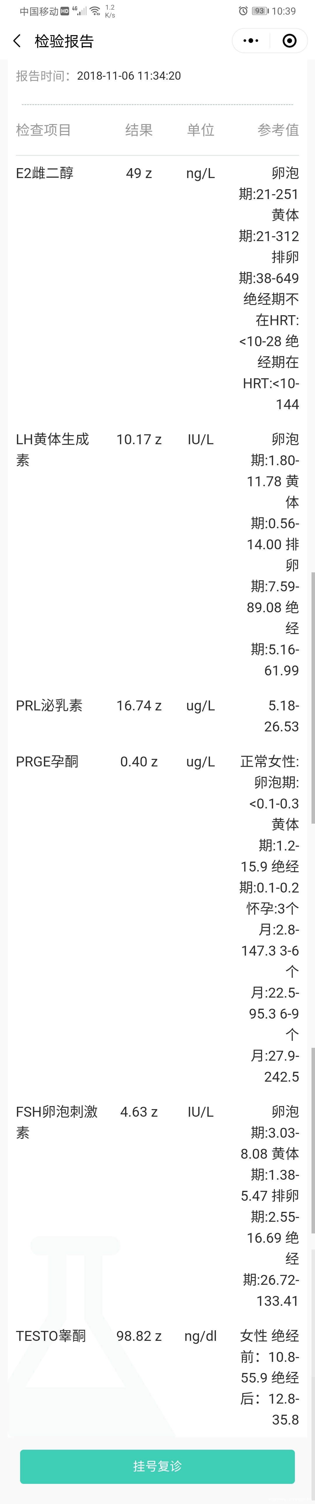 口服达英35复查性激素六项前后对比