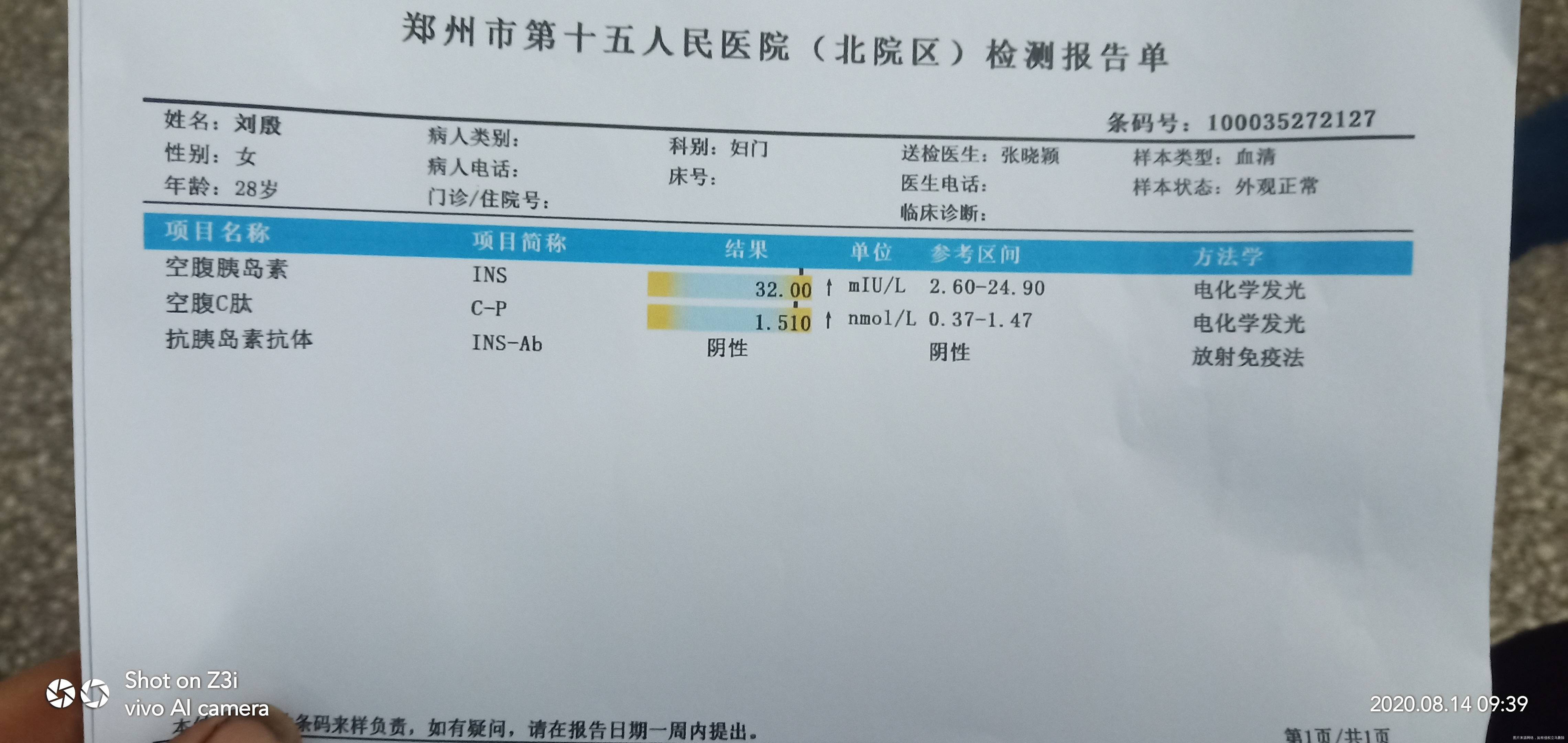 前天两天做的检查卵巢功能胰岛素抵抗和激素六项