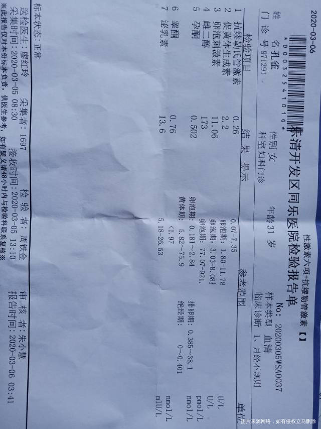 AMH026上个月卵泡太大成囊肿这个月11号