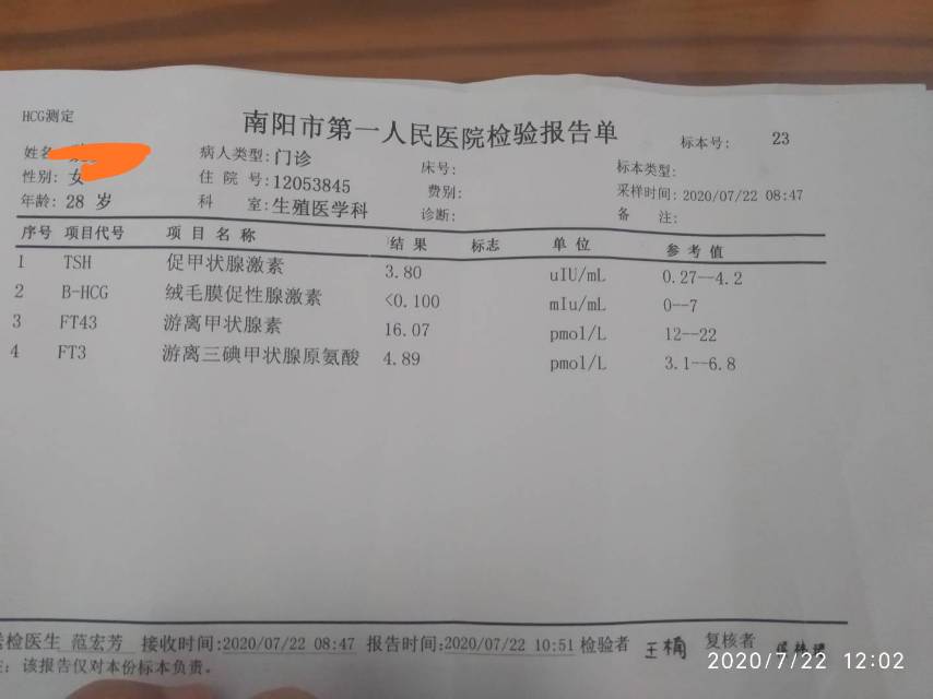 多囊结婚三年不孕今年上半年做了试管移植两个一