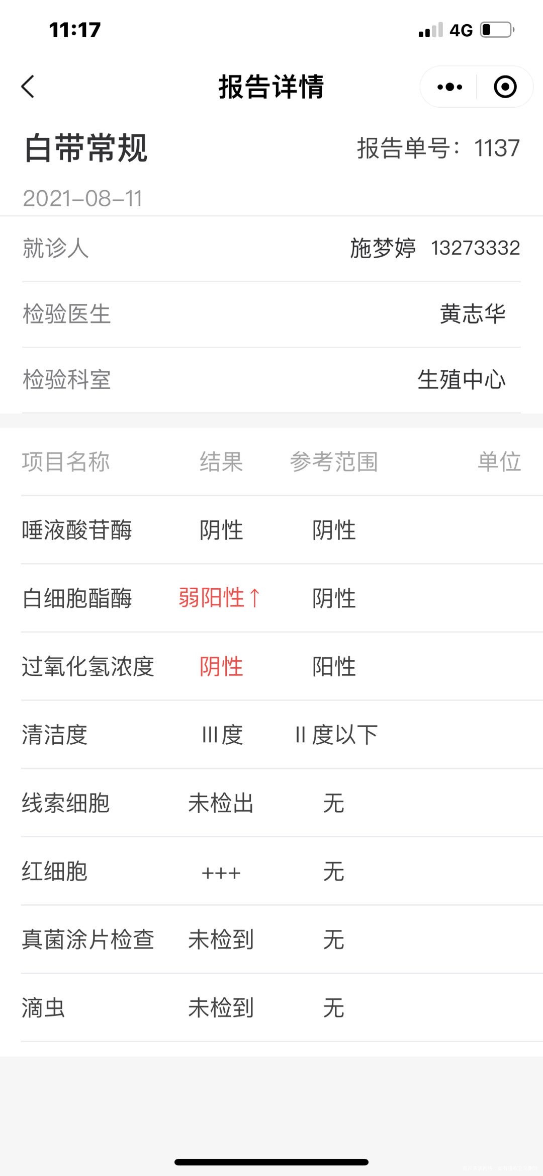 现在怀孕13周了这是孕前的白带检查不知道是不