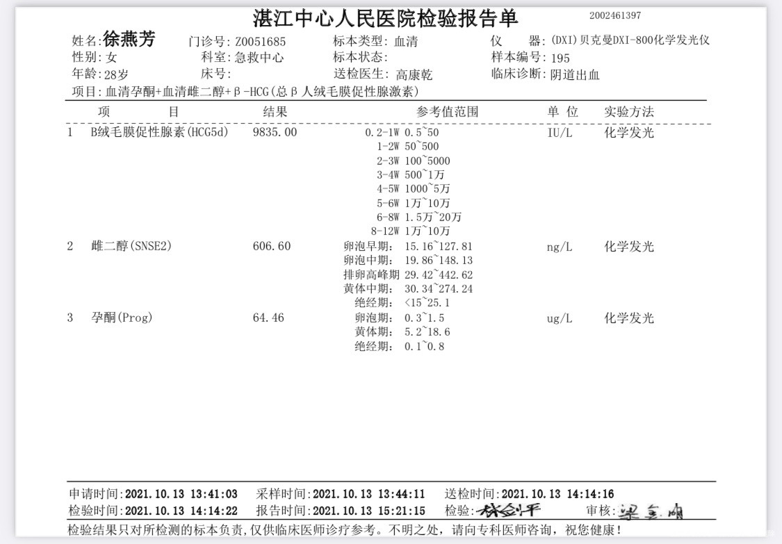 三次检查结果孕酮一次比一次低但都在正常范围要