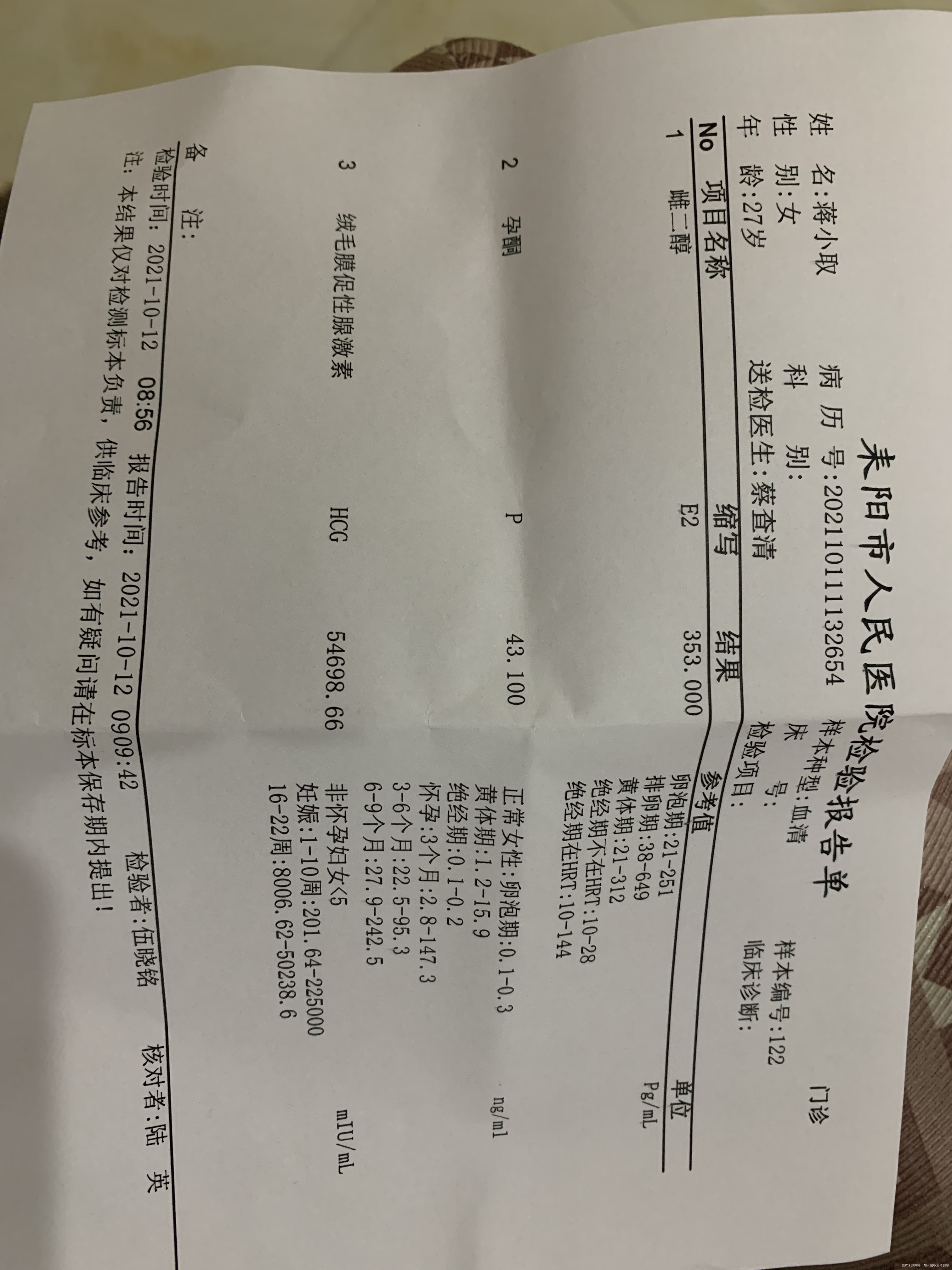 请问医生现在这几项数值正常吗6周多