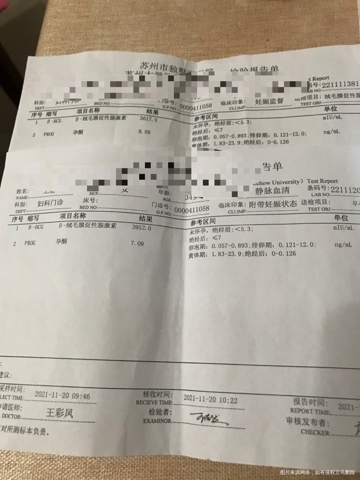 1006号末次月经孕5周和6周的hcg及孕酮
