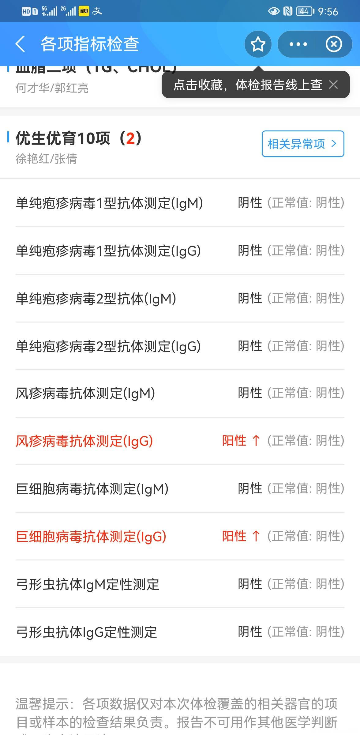 这是之前检查的优生优育10项现在怀孕了请问里