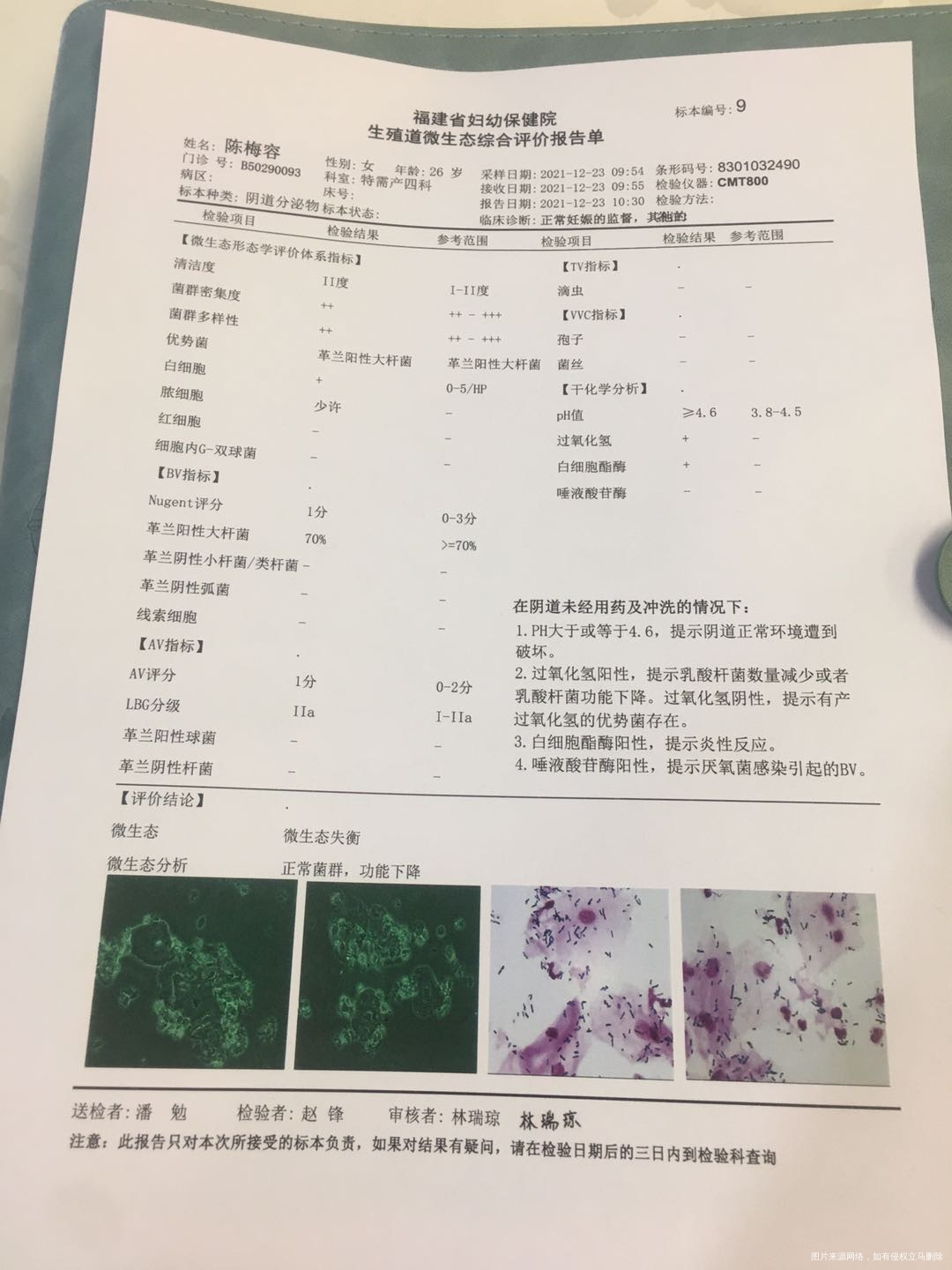 你好医生我今天查的阴道微生态有木有问题呀帮忙