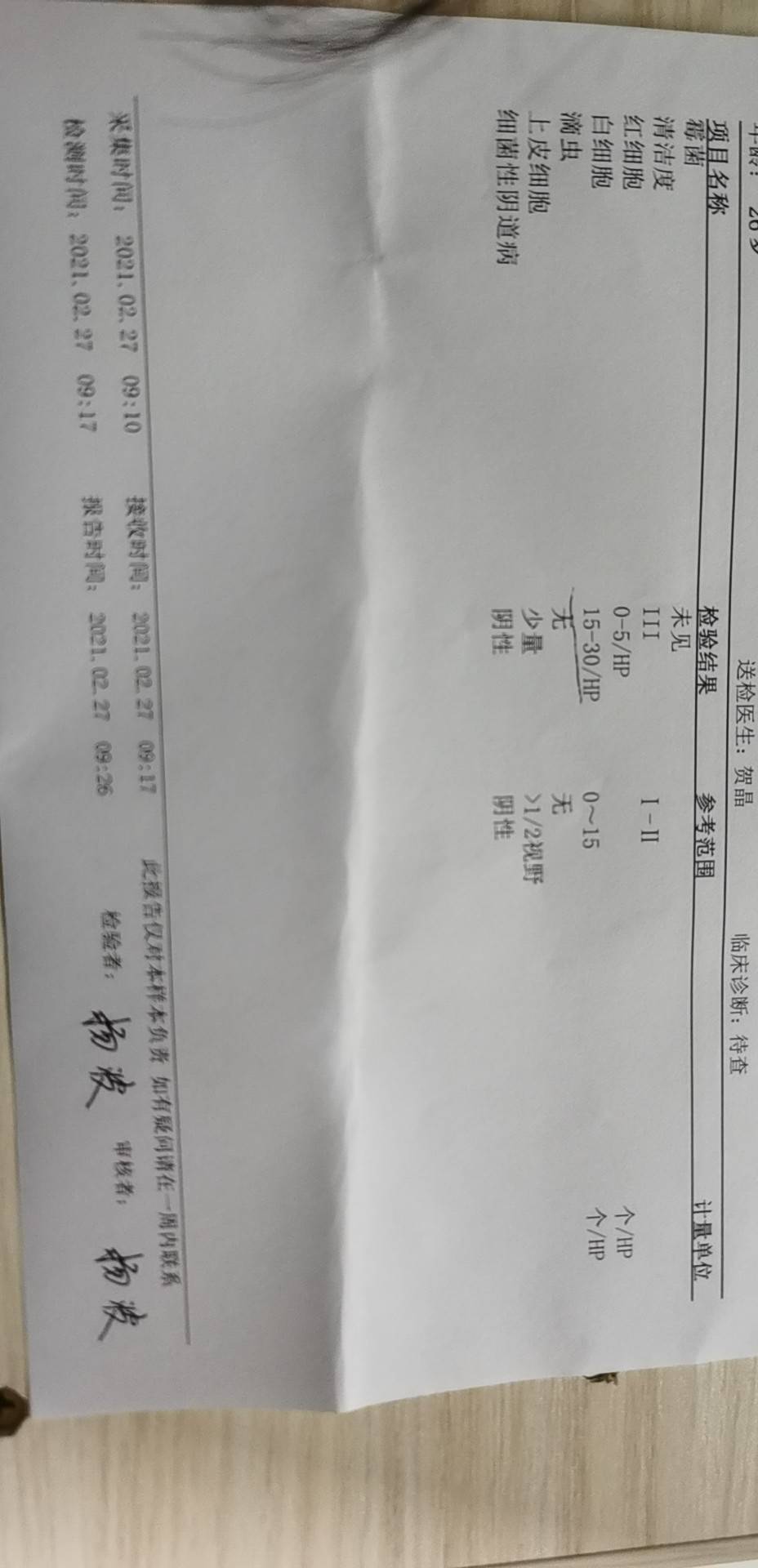 今天做了白带常规的检查医院的医生没有开药因为