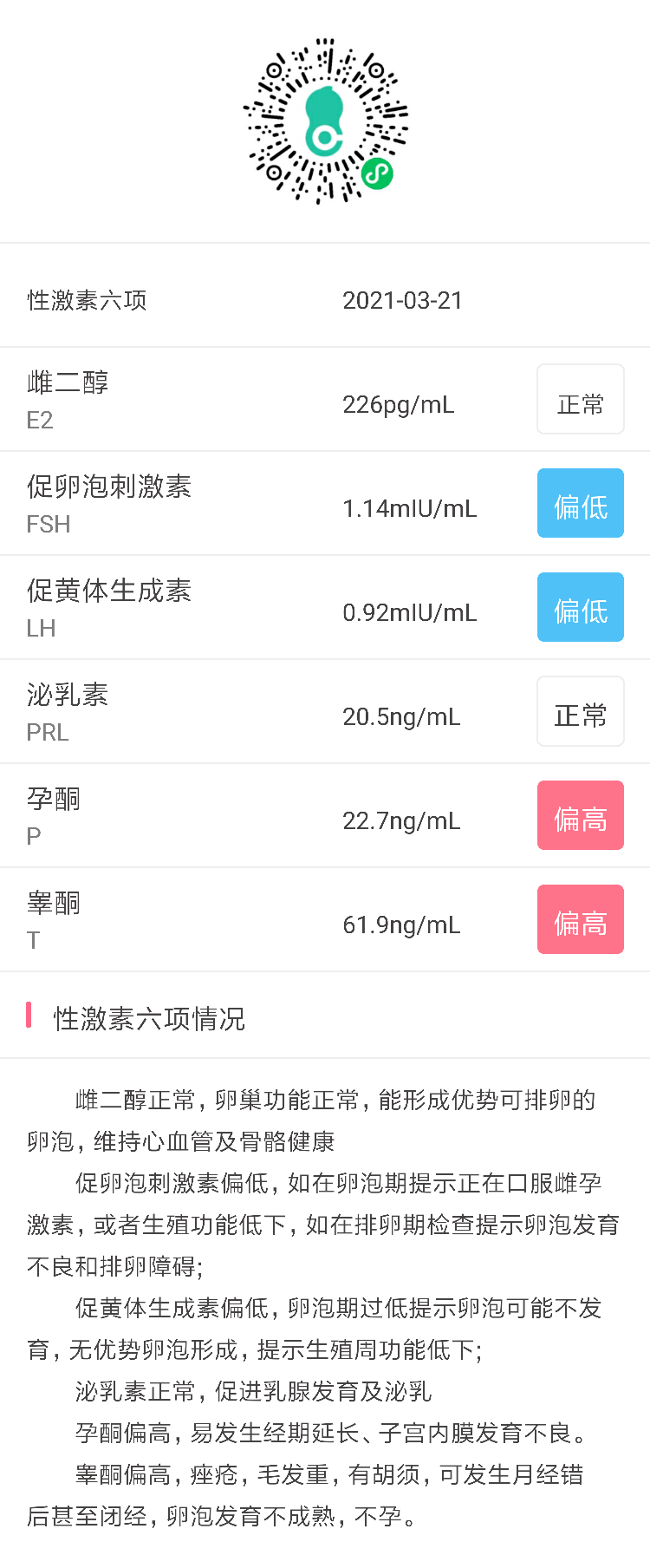 医生你好我性激素六项有两项正常两项偏高两项偏