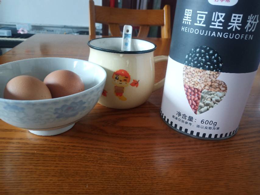 打卡第一天早餐水煮蛋好孕帮的黑豆坚果粉200