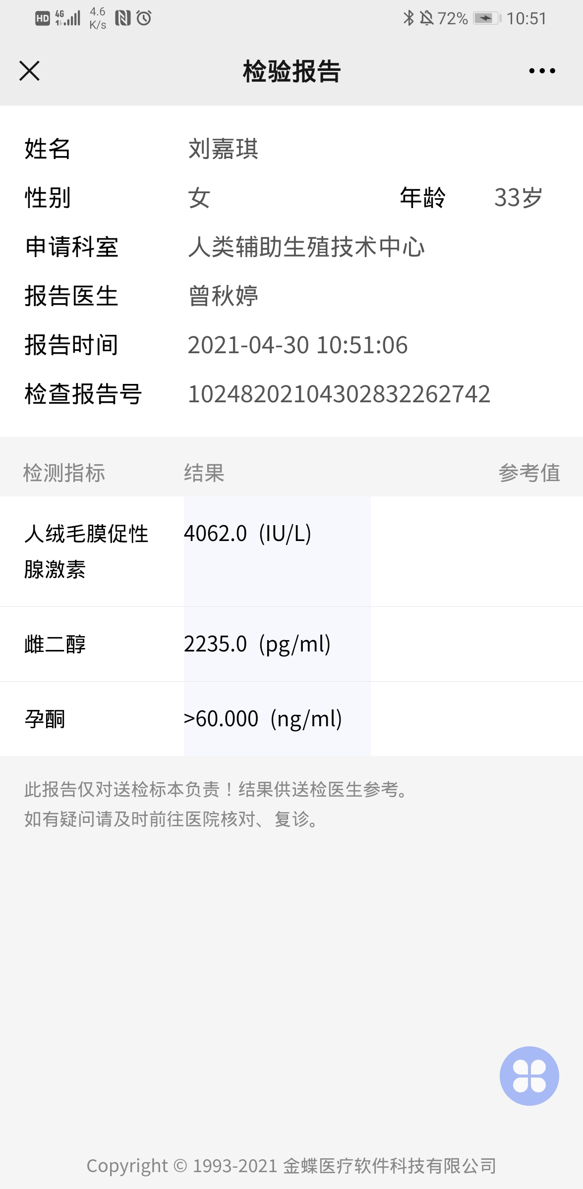 414移植D5囊胚1枚428抽血官宣hcg1