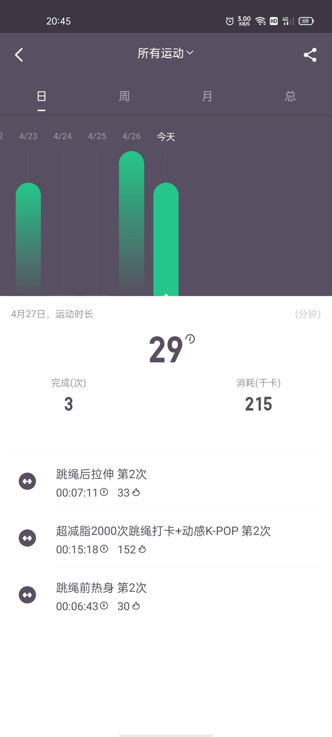 今天也锻炼啦开心/::>希望自己能够坚持住养
