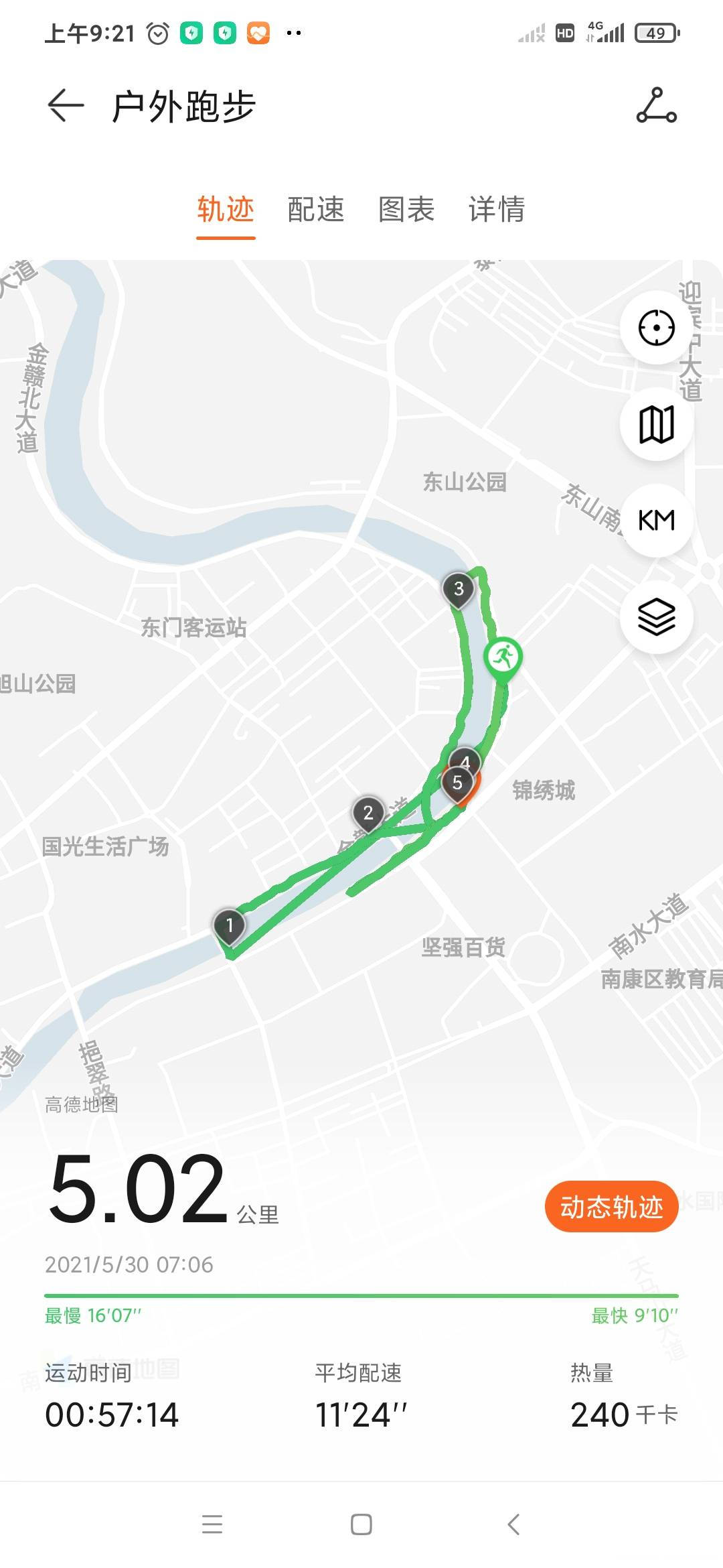 今天不知道怎么回事,同样的起点和终点,跑出不