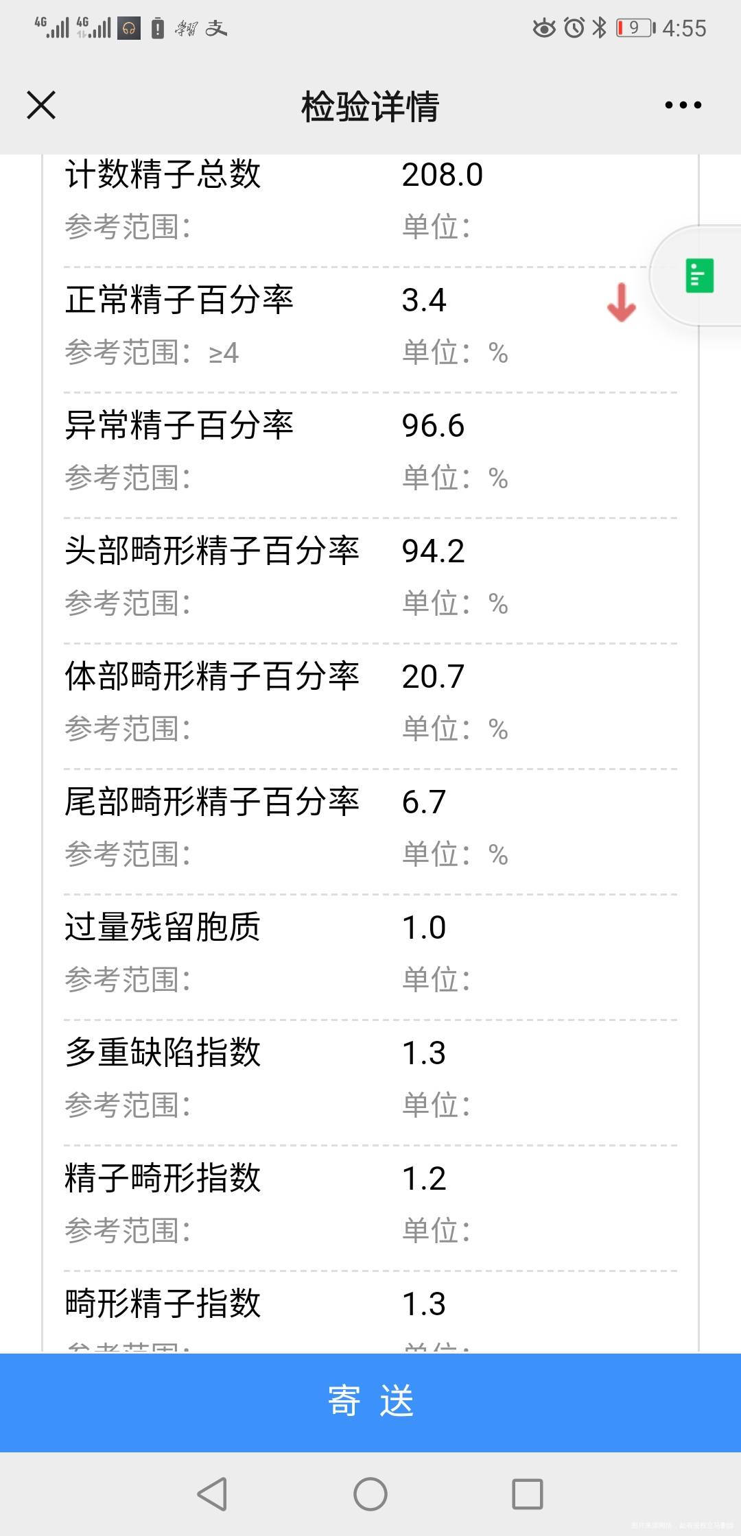 男方精子正常率低于正常值4之前有一次不良妊娠