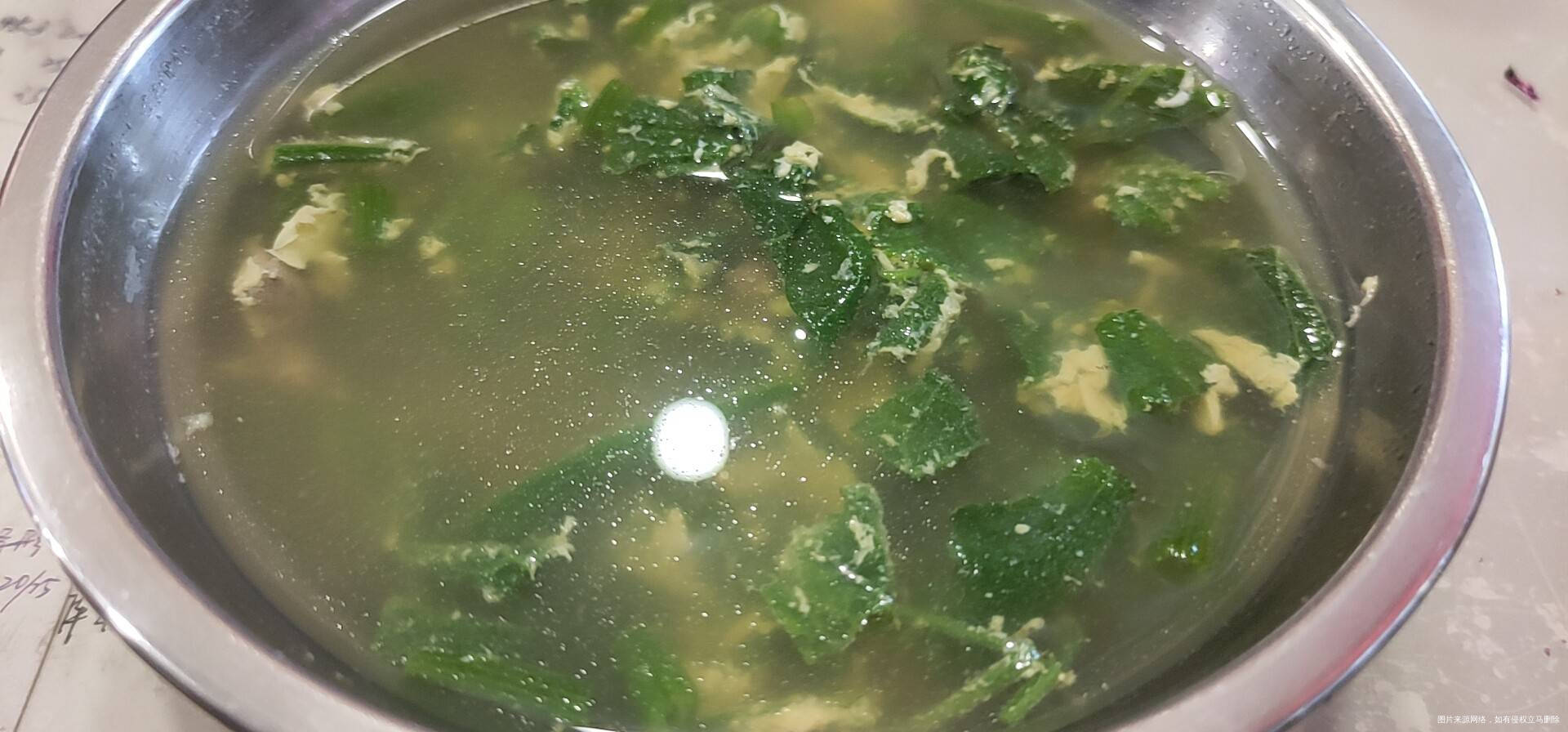 南瓜叶鸡蛋汤,今天的晚饭。体重轻了0.3,太