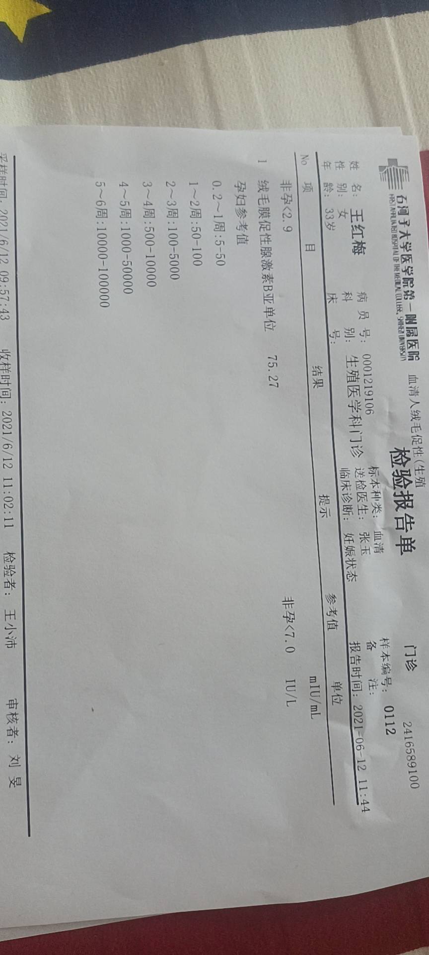 这个是移植15天抽血检查的后面这个是今天早上