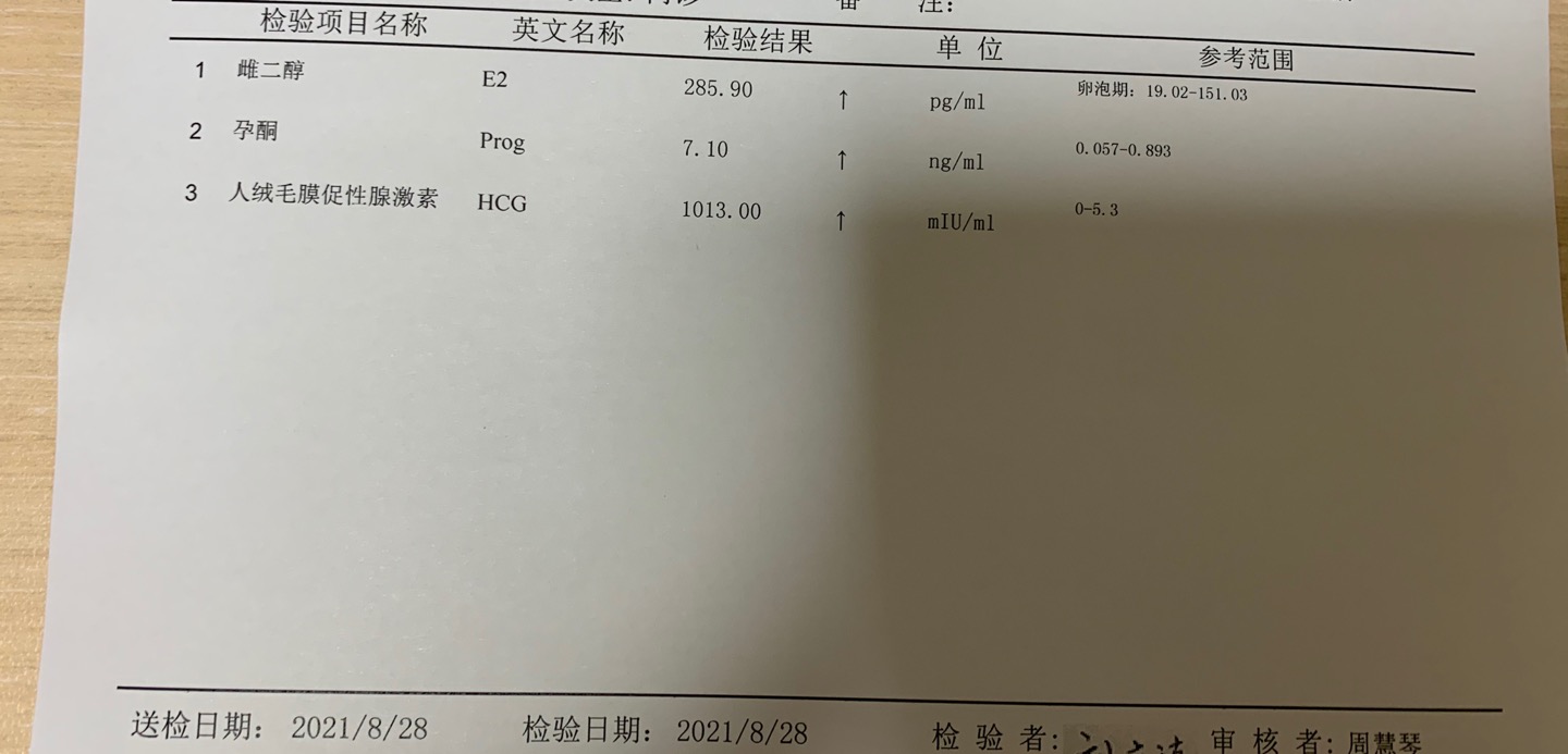 试管移植第13天第11天验血HCG379孕酮