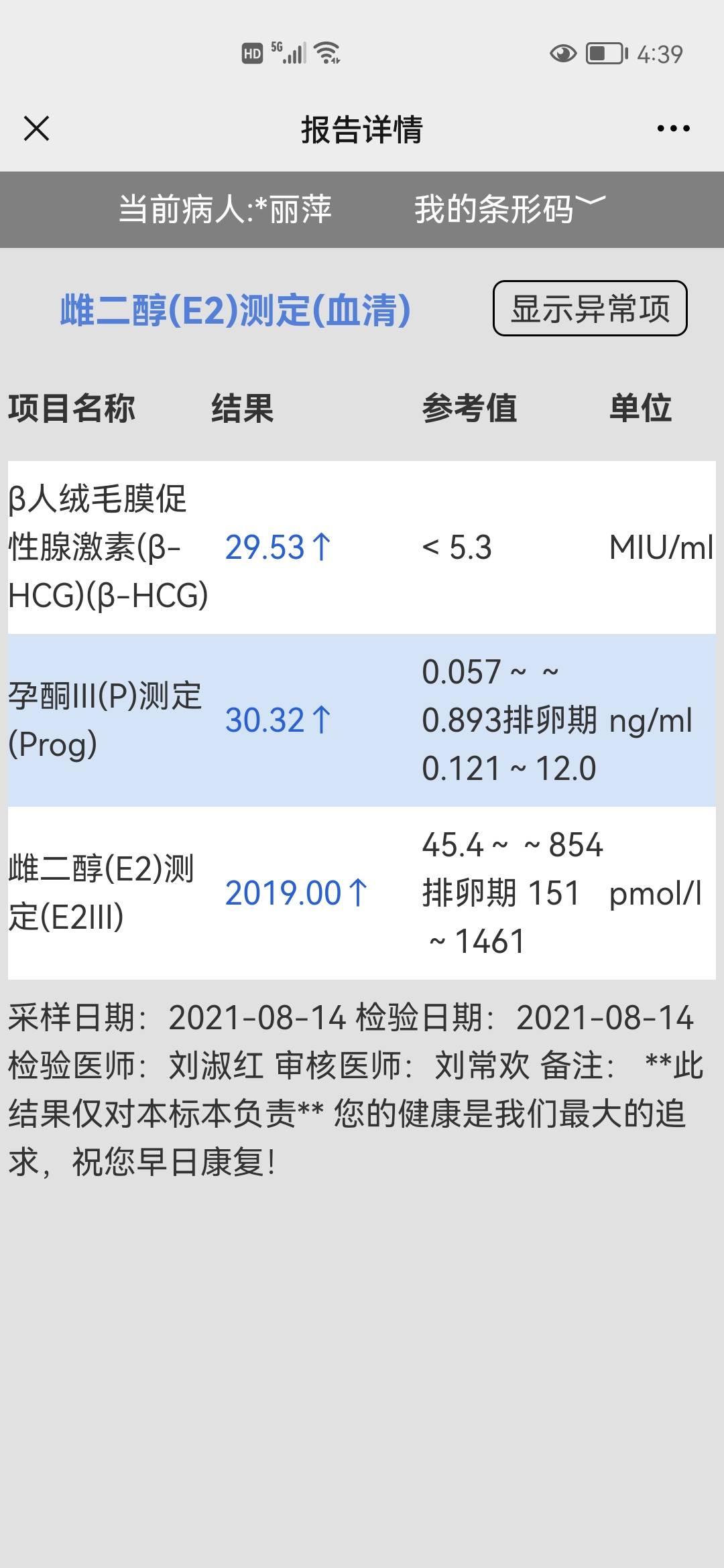 两次数值不知道是翻倍了还是因为打针后的血值