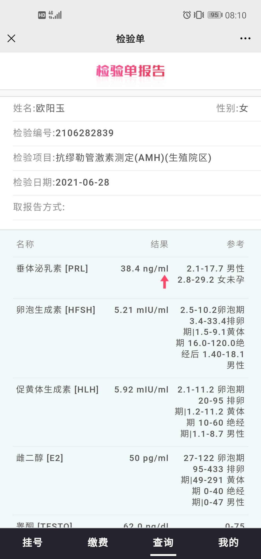 月经第三天查激素垂体泌乳素38点多在隔了两三
