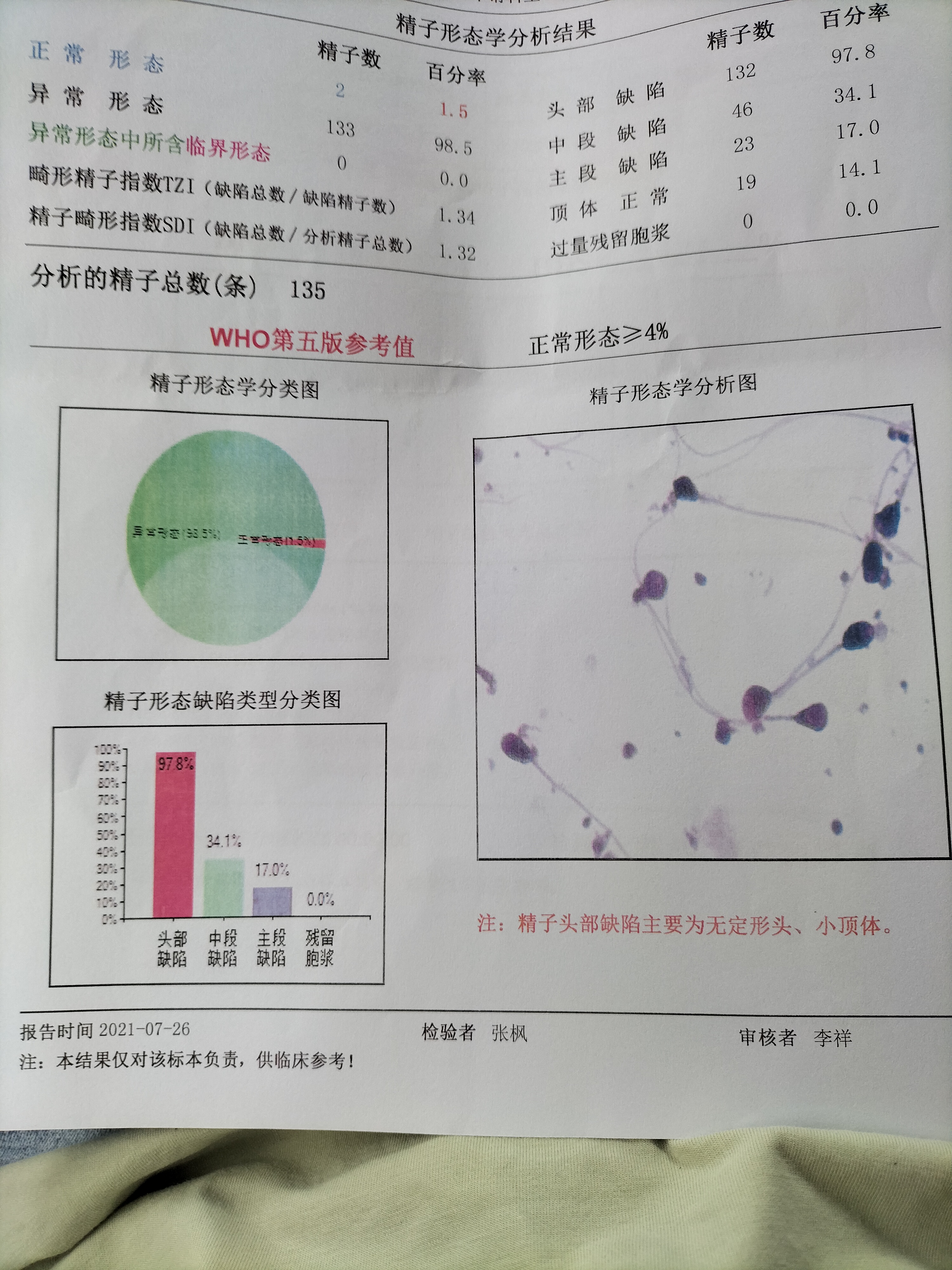 我想问问如图片所示精子畸形率978精子碎片显