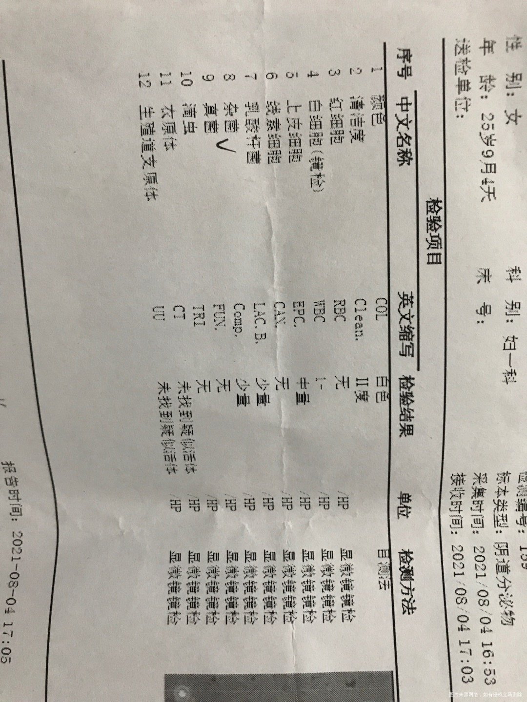 医生您好我这个阴道分泌物检查结果是否属于正常