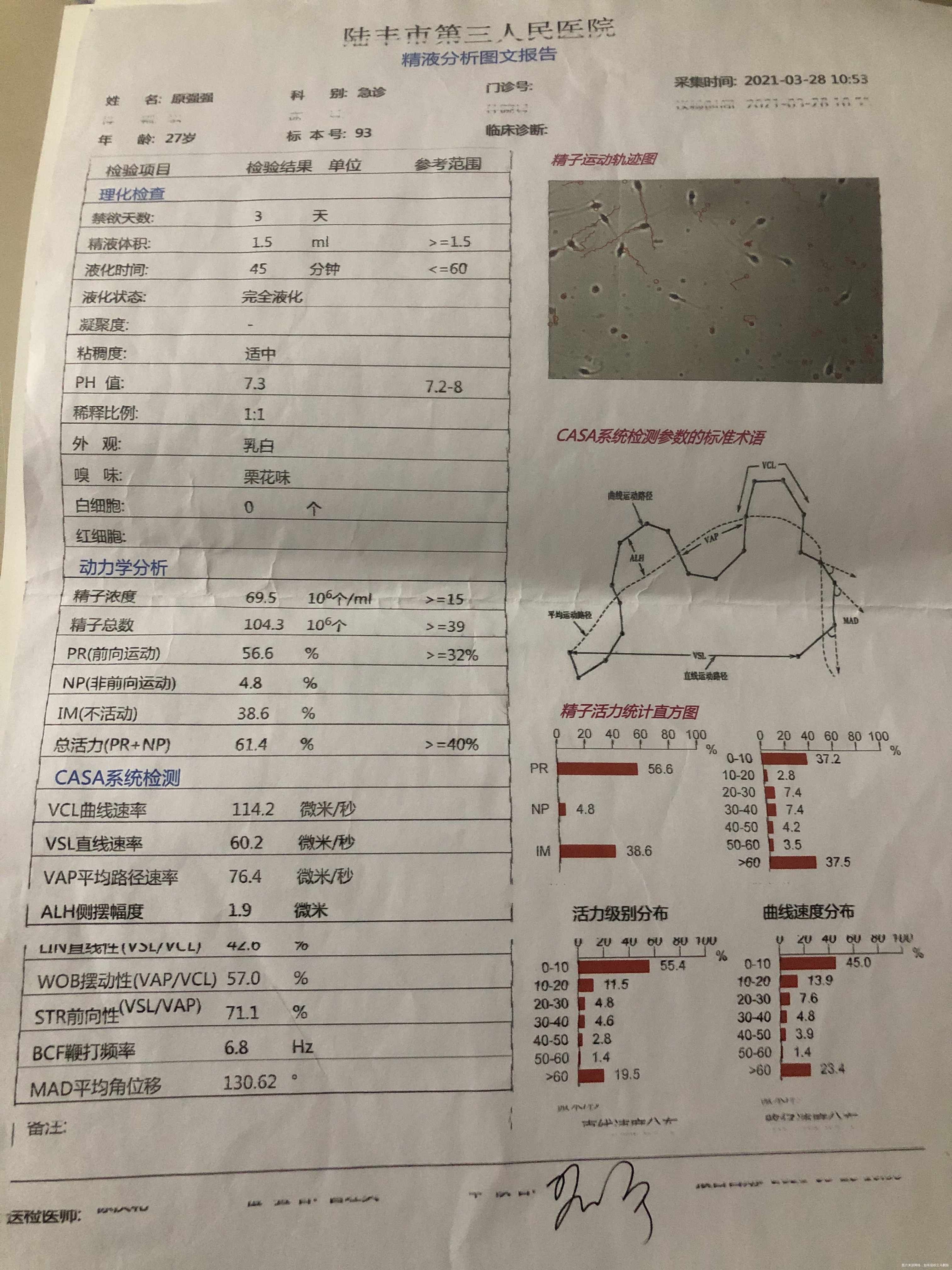 精液常规检查报告正常吗