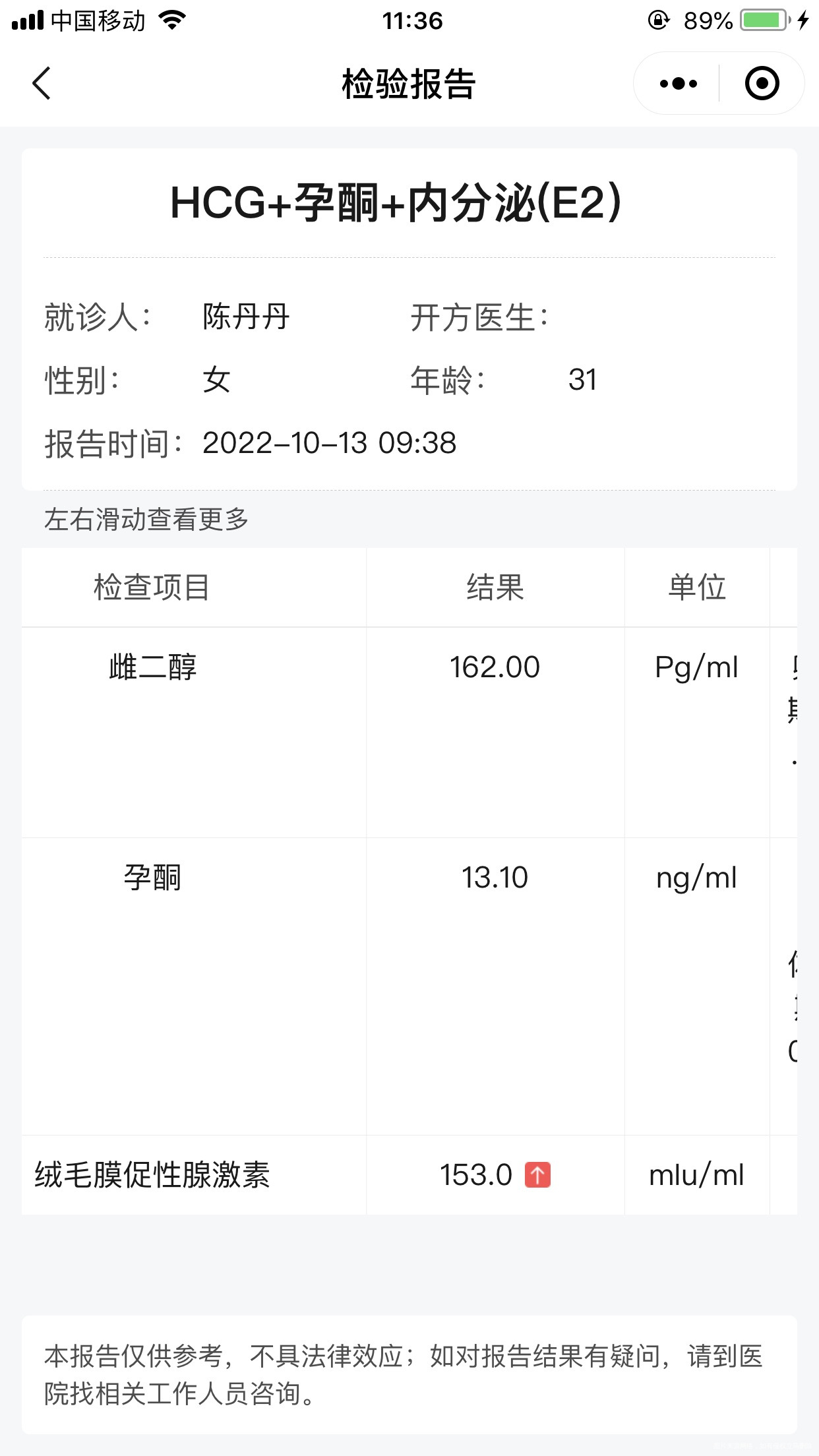这个今天是移植冻囊胚第八天的抽血结果但是从第